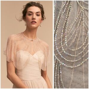 Jenny Yoo for Anthropologie Beaded Capelet, Scalloped, Blush, Bridal